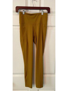 NWT Calia Mustard Yellow/Brown Leggings Essential Collection High Rise 7/8, Sz S